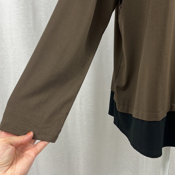 J. Jill Wearever Collection Womens Button Up Cardigan Top Brown Black Size LP - Picture 5 of 9